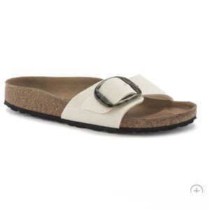 NWT Birkenstock Madrid Vegan Big Buckle Sandals (Size  39 / 8-8.5), Eggshell